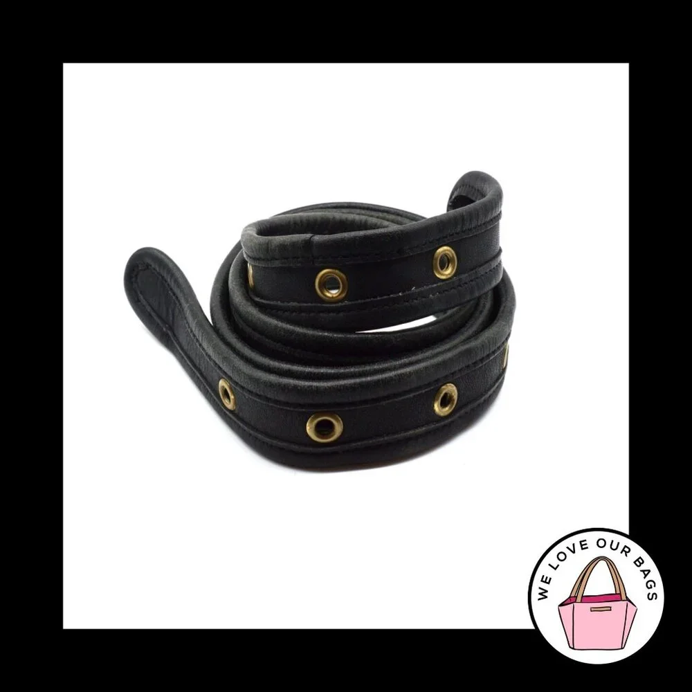 46" VINTAGE COACH Black Glovetanned Leather Brass Eyelet Replacement Bag Strap